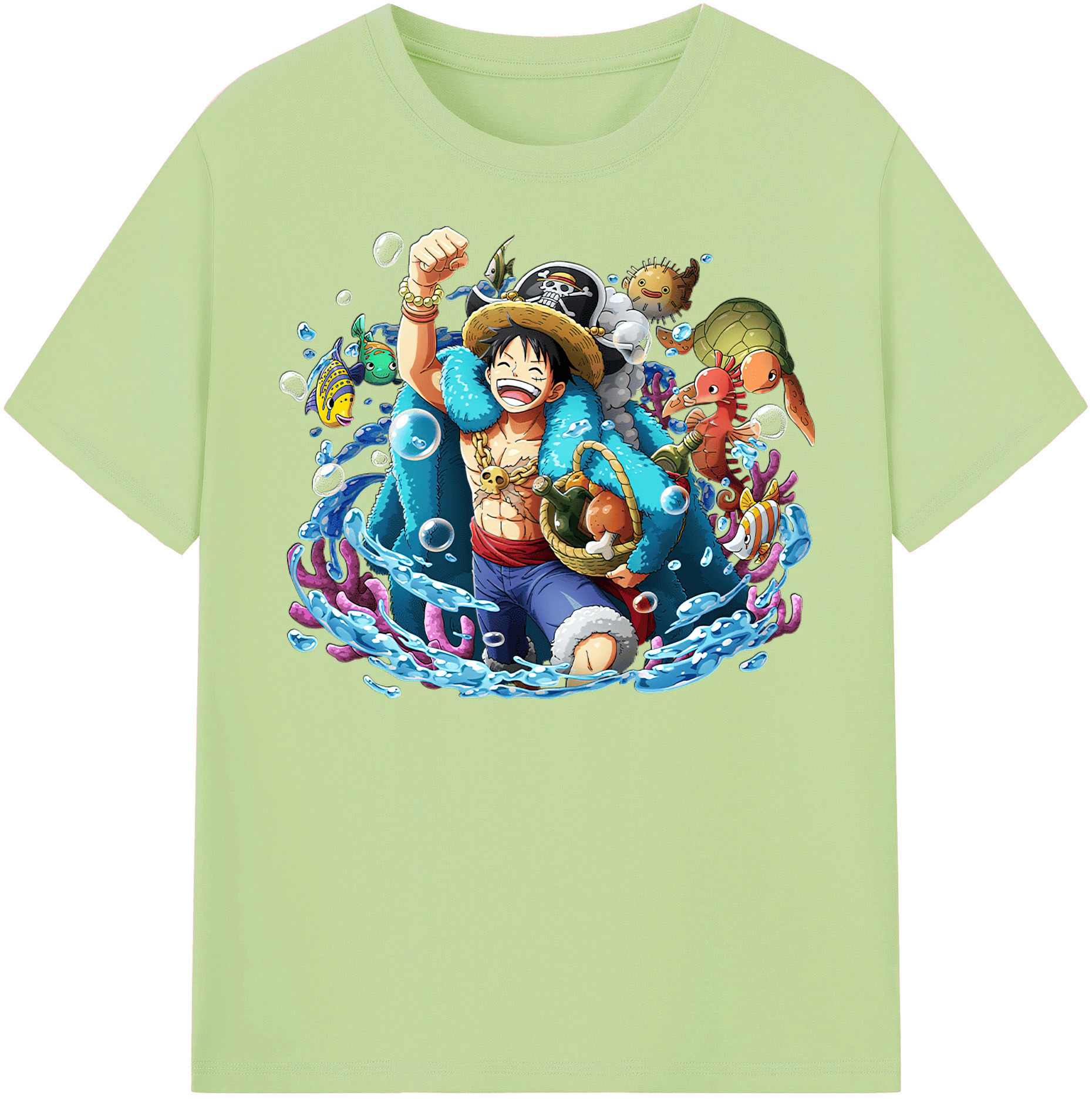 ワンピース モンキー・D・ルフィ ONE PIECE Monkey D. Luffy 綿100％半袖Tシャツ（フロントプリント）